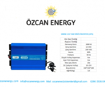 1000W-12V TAM SİNÜS İNVERTER (UPS)