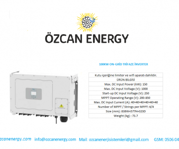 100KW ON-GRİD TRİFAZE İNVERTER