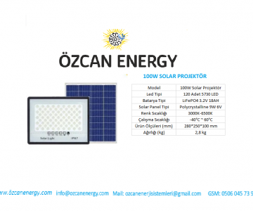 100W SOLAR PROJEKTÖR