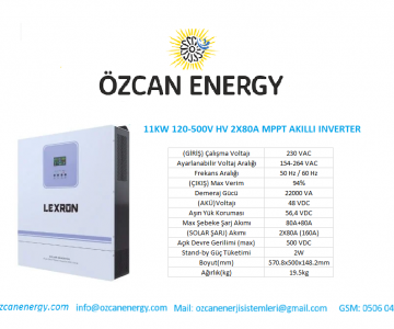 11KW 120-500V HV 2X100A MPPT AKILLI INVERTER