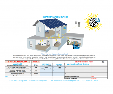 11 KW LİTYUM DEPOLAMALI GÜNEŞ ENERJİ TESİSİ PAKET 5
