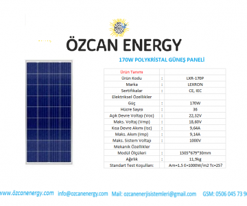 170W POLYKRİSTAL GÜNEŞ PANELİ