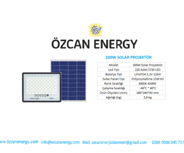 200W SOLAR PROJEKTÖR