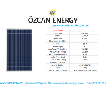 285W POLYKRİSTAL GÜNEŞ PANELİ
