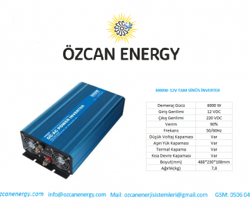 3000W-12V TAM SİNÜS İNVERTER