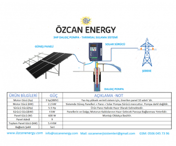 3HP DALGIÇ POMPA - TARIMSAL SULAMA SİSTEMİ