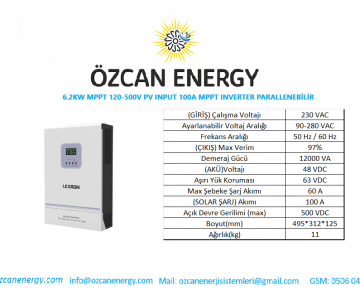 6.2KW MPPT 120-500V PV INPUT 100A MPPT INVERTER PARALLENEBİLİR