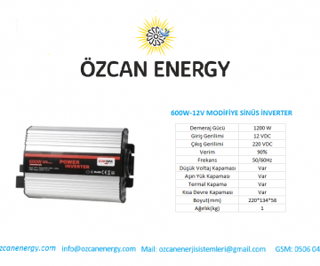 	600W-12V MODİFİYE SİNÜS İNVERTER