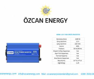 600W-12V TAM SİNÜS İNVERTER
