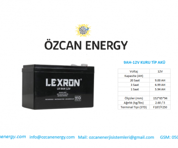 9AH-12V KURU TİP AKÜ