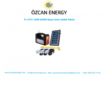 FL-3274 120W 6500K Beyaz Solar Işıldak Paketi